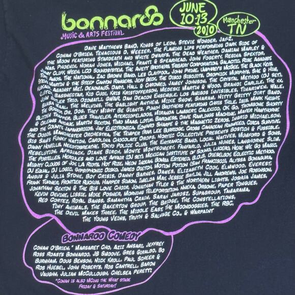 2010  Bonnaroo Women's Size Medium Concert Lineup Festival Shirt Dave Matthews - Picture 5 of 6